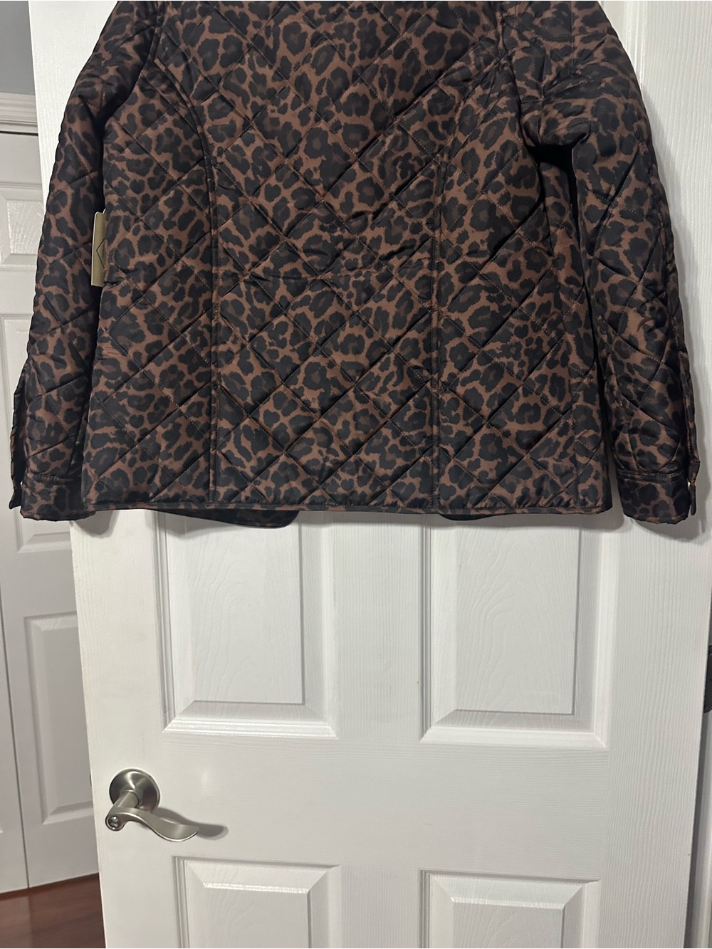 NWT St. John's Bay Brown and Black Leopard Quilted Puffer Jacket - Picture 11 of 16